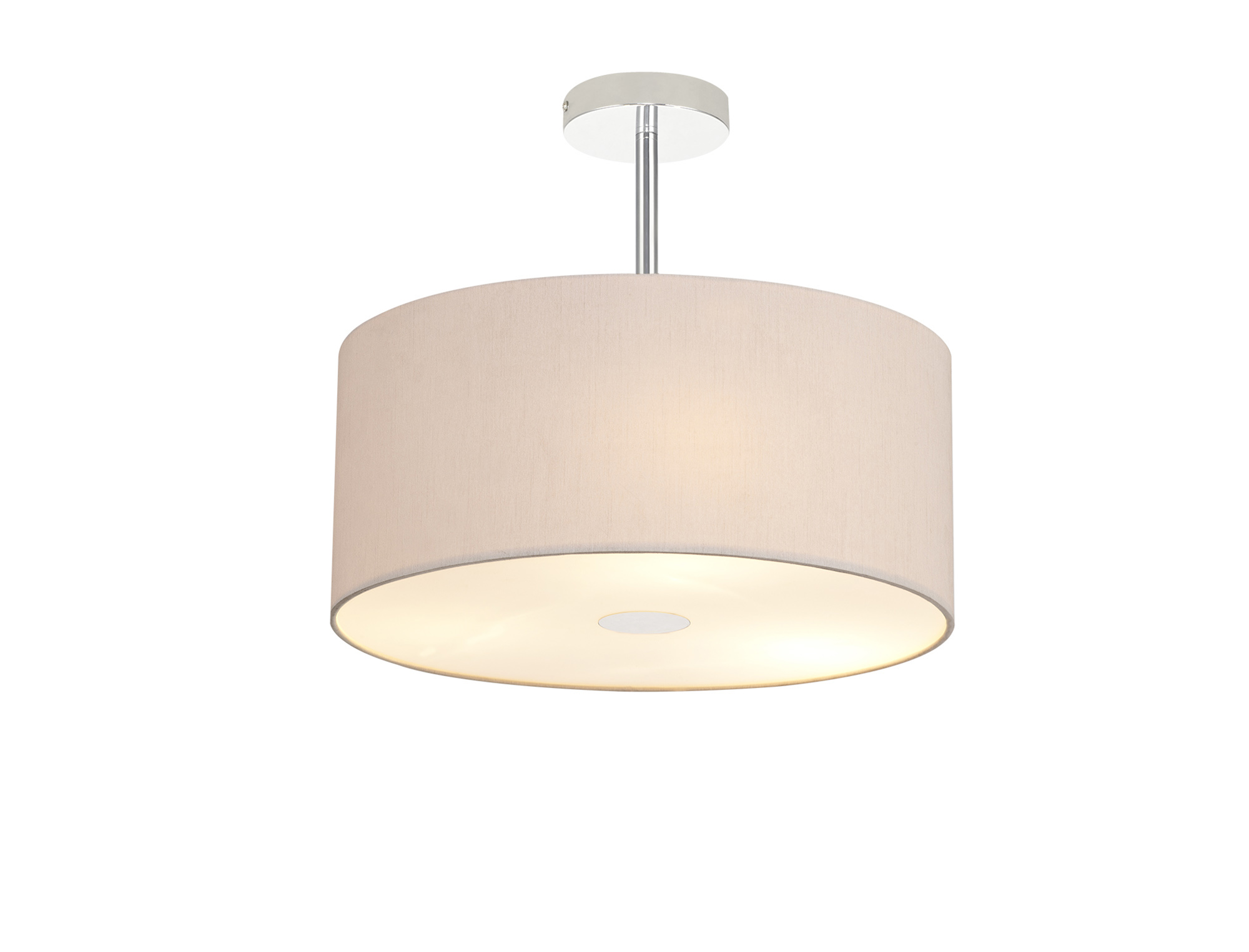Baymont 40cm Semi Flush 3 Light Polished Chrome, Nude Beige/Moonlight, Frosted Diffuser
